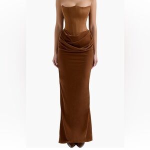 House of CB Persephone Brown Velvet Strapless Gown Formal / Evening Dress